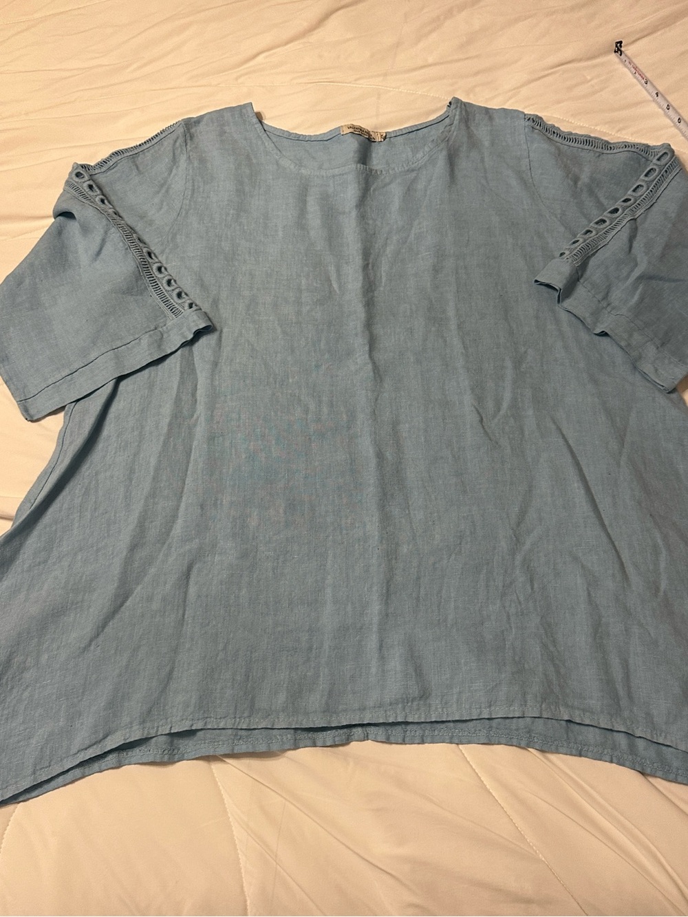 Valentina Naldi Italian Linen Tunic Light Blue - Size 2X - Casual Loose Fit - Picture 3 of 13
